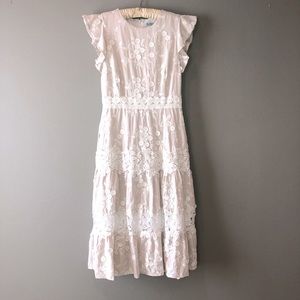 Antonio Melani Tiered Appliqué Midi Dress Size 2